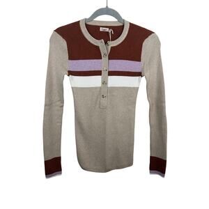 NWT Faherty Mikki Henley Cotton Cashmere Blend Size XS Throwback Stripe